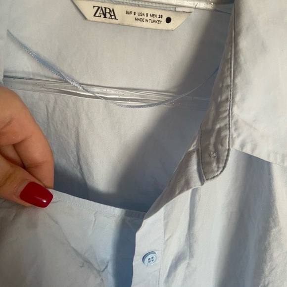Zara Sky Blue Cropped Blouse - Picture 5 of 5